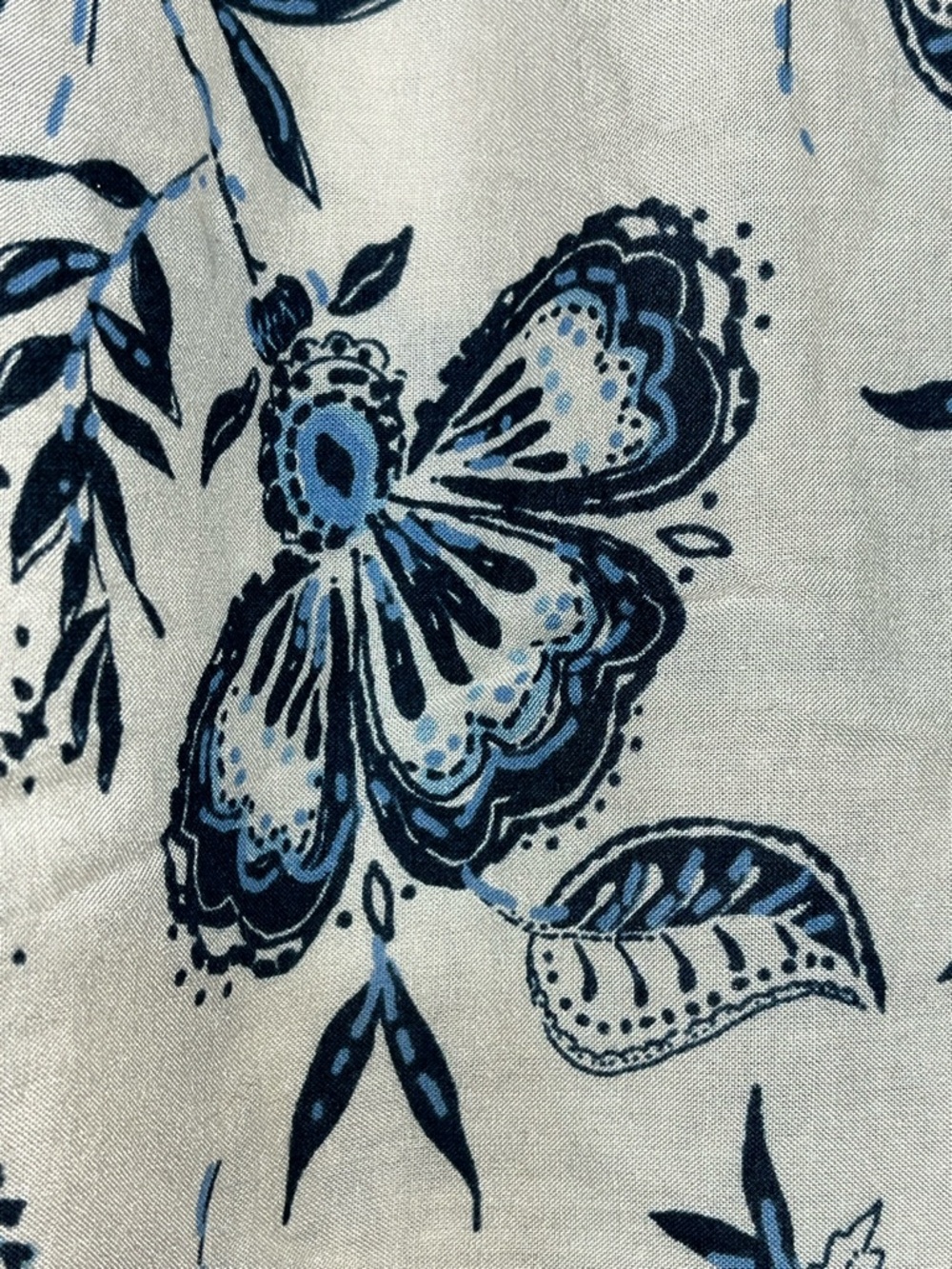 Faded Glory boho style white Top with Blue Floral Print size S(4-6) - Picture 6 of 14